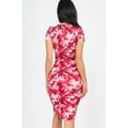 thumbnail image 5 of Saronite Tie-dye Printed Bodycon Short Sleeve Knee Length Dress, Burgundy (Women's), 5 of 5