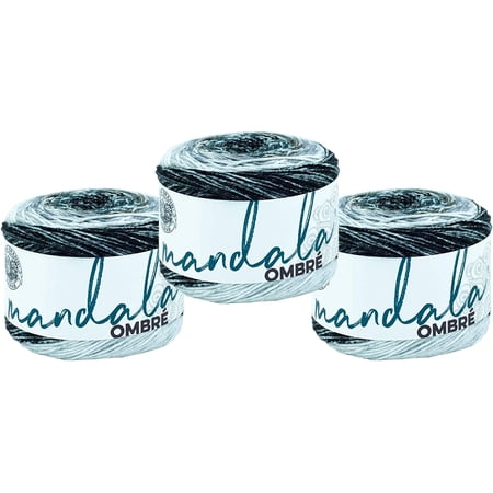 Mandala Ombré with Vibrant Colors, Soft for Crocheting and Knitting, Cool, 3-Pack