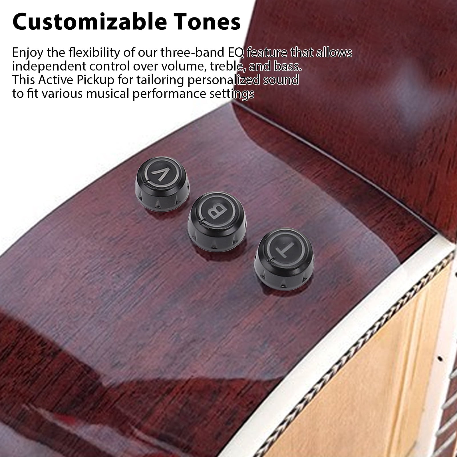 VOICE GUARD Classical Acoustic Guitar Piezoelectric Pickups High-Fidelity 3-Band EQ Adjustable Multi-Size Compatible 36-42 Inches Musical Instrument Accessories Black Set