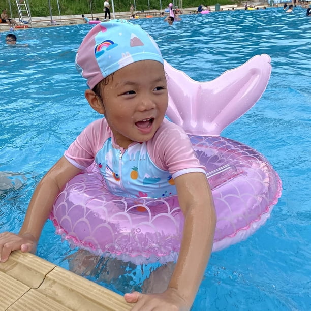 Flotador De Sirena Inflable De PVC – Círculo De Natación Con Cola De Pez Y Purpurina | Diámetro Interior 27 Cm, Exterior 57 Cm | Ideal Para Niños De 5-9 Años En Piscina Y Playa