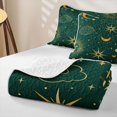 thumbnail image 4 of Manfei Vintage Sun Moon Stars Bed Spread Queen,Boho Astrology Theme Queen Coverlet Set,Green,Black Reversible,3pcs,1 Quilt and 2 Pillowcases, 4 of 7