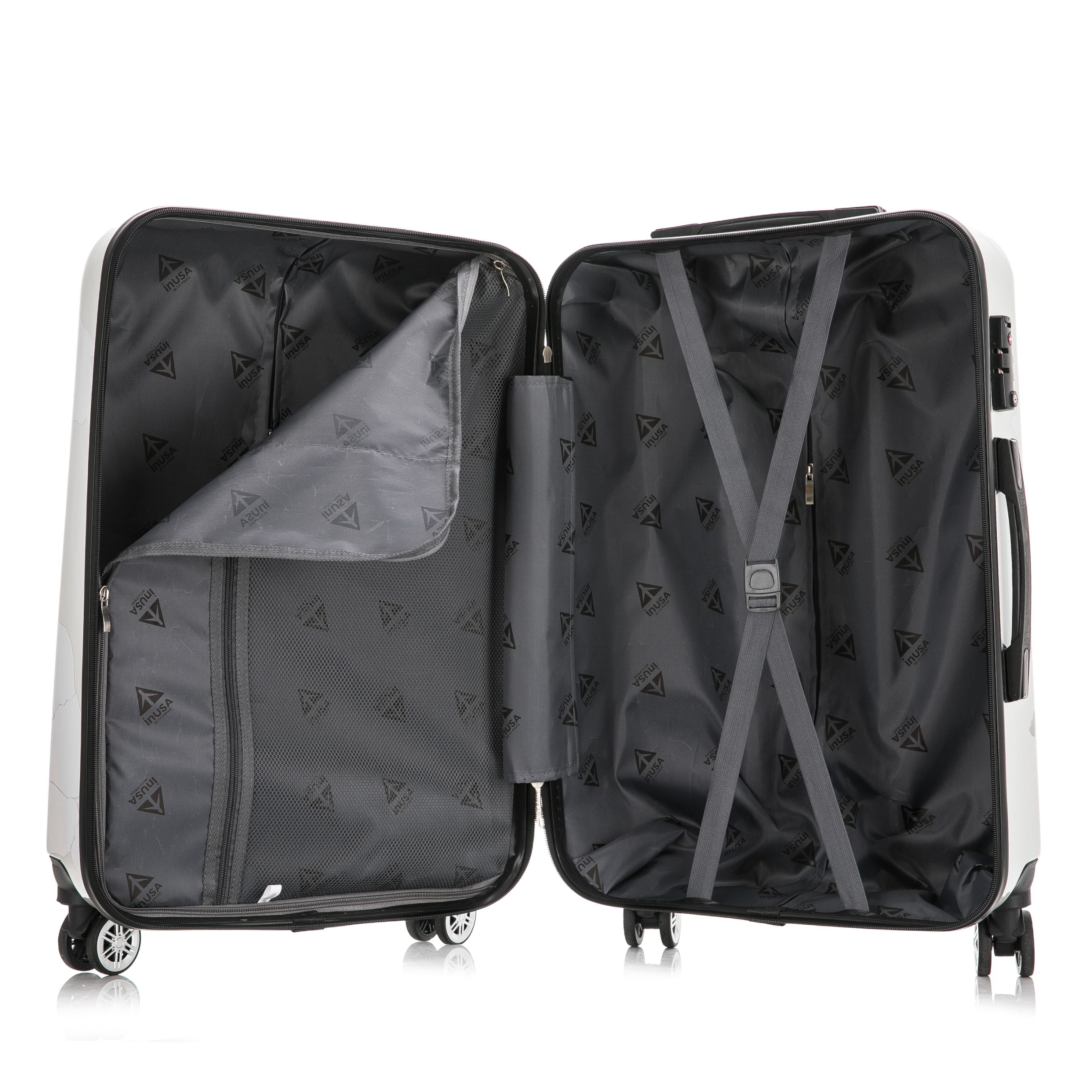 InUSA Print 24" Hardside Checked Luggage with Spinner Wheels, Handle and Trolley, World