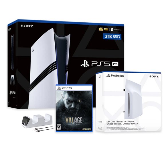 PlayStation 5 Pro 3TB SSD Console with Disc Drive, Wireless Controller and Charger, Resident Evil Village - CFI-7019 PS5 Pro