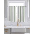 thumbnail image 2 of Sage Green Grey Stripe Tier Curtains 45 Inches Long, Modern Farmhouse Vertical Striped Window Treatment Curtain Drapes, Window Half Privacy Curtains for Bedroom Bathroom, 42"x45", 2 Panels, 2 of 7
