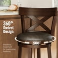 thumbnail image 5 of Sophia & William 30" Swivel Bar Stools, Set of 2 with Cross Back Durable Wood Frame Padded Counter Stools for Kitchen Island,Brown, 5 of 11