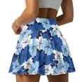 thumbnail image 2 of FUIALDOLG Womens Blue Hibiscus Flower Athletic Skorts Tropical Floral Tennis Skort with Pocket Activewear High Waisted Golf Skirt with Shorts Summer Sport Clothing,L, 2 of 8