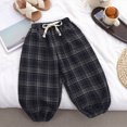 thumbnail image 5 of 1-2T Toddler Boys Girls Plaid Jogger Pants, Kids Drawstring Elastic Waist Retro Lantern Trousers with Side Pockets, Loose Casual Bottoms for 6-24 Months 2T 3T 4T 5T 6T 7T 8T Children,Black, 5 of 7