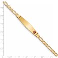thumbnail image 3 of Primal Gold 14 Karat Yellow Gold Medical Soft Diamond Shape Red Enamel Figaro ID Bracelet, 3 of 3
