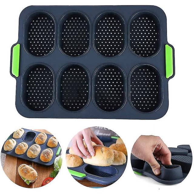 Mini bandeja para hornear, molde para bandeja crujiente de pan, sartén antiadherente, gris