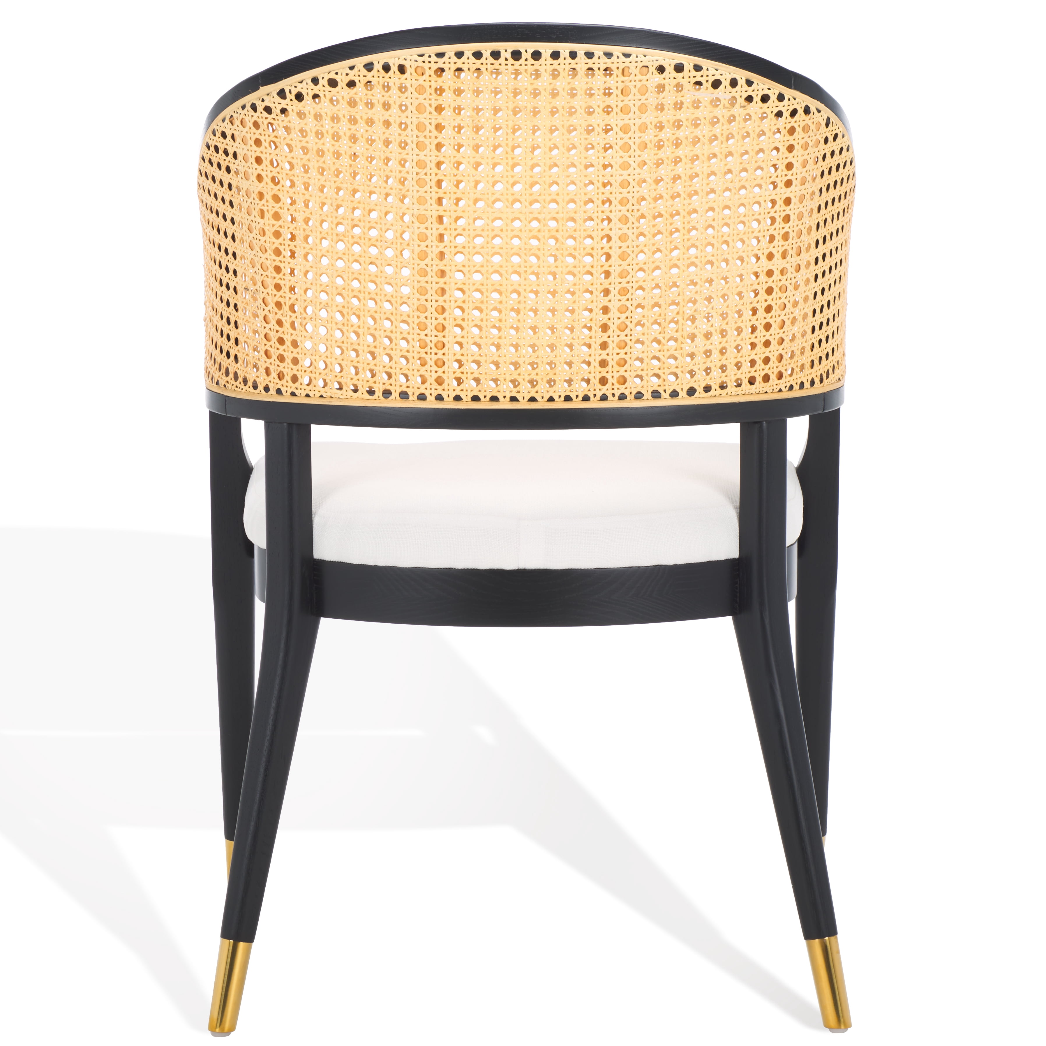 SAFAVIEH Couture Rogue Mid-Century Linen Solid Dining Chair, Black/Natural