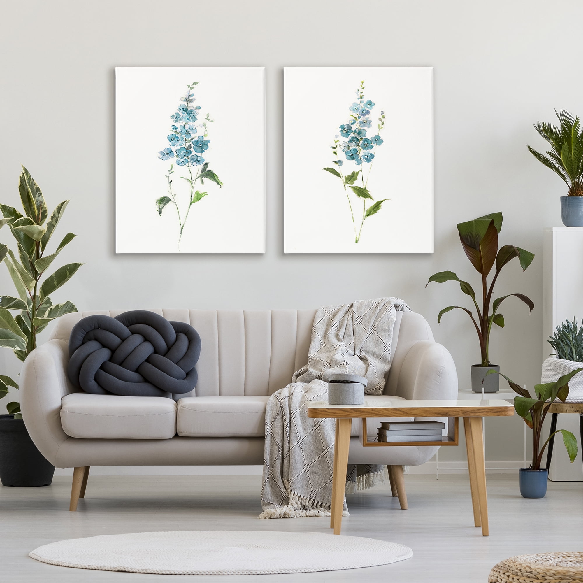 Stupell Industries Blue Watercolor Sprigs 2 Piece Canvas Wall Art Set, design by Sally Swatland