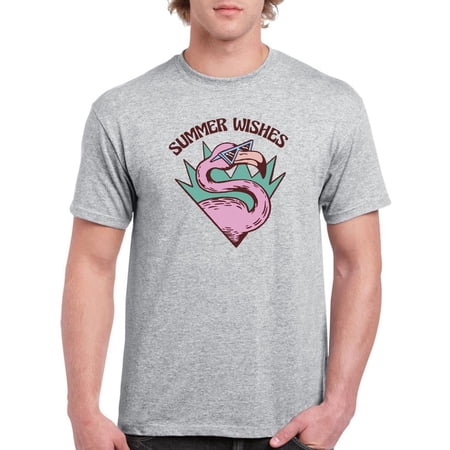 Summer Wishes Flamingo T-Shirt Men -Smartprints Designs Male XX-Large
