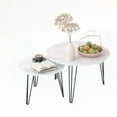 thumbnail image 4 of Round Nesting Coffee Table Set of 2 - With Nested Design & Sturdy Metal Base, White for Home, 4 of 26
