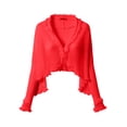 thumbnail image 6 of Idoravan Womens Ruffle Top Women's Summer Long Sleeve Sheer Chiffon Cardigan Thin Shawl Top, 6 of 7