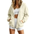 thumbnail image 3 of Windbreaker Dqueduo Women's Solid Color Winter Long Sleeve Round Neck Top – Cozy Leisure Coat Beige M, 3 of 6