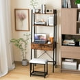 thumbnail image 4 of Costway Vanity Table Set Flip Top Mirror Ladder Storage Shelf Cushioned Stool Rustic, 4 of 10