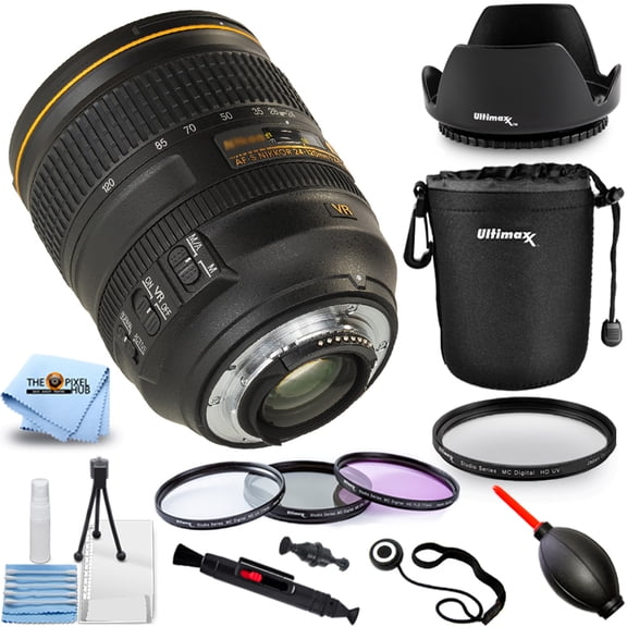 Nikon AF-S NIKKOR 24-120mm f/4G ED VR Lens (Black) - Pro Bundle with Lens Pouch, Tulip Hood Lens, Filter Kit, Lens Cap Keeper and More