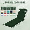 thumbnail image 4 of Chaise Lounge Cushions for Outdoor Furniture, Waterproof 72 x 21Inch Patio Lounge Cushion with Ties, 3 inch Thicks Patio Lounge Chair Cushion Replacement（dark green,1pcs), 4 of 6