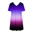 thumbnail image 4 of Busydd Womens Summer Dresses Stylish Colorful Gradient Print Midi Dress Casual Flowy Loose Mini Dress Short Sleeve Deep V Neck Sundress Fashion Beack T-Shirt Dress, 4 of 4