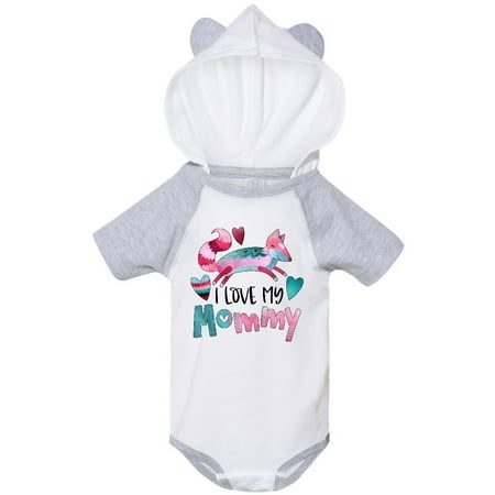 

Inktastic I Love My Mommy Pink and Blue Fox with Hearts Gift Baby Boy or Baby Girl Bodysuit