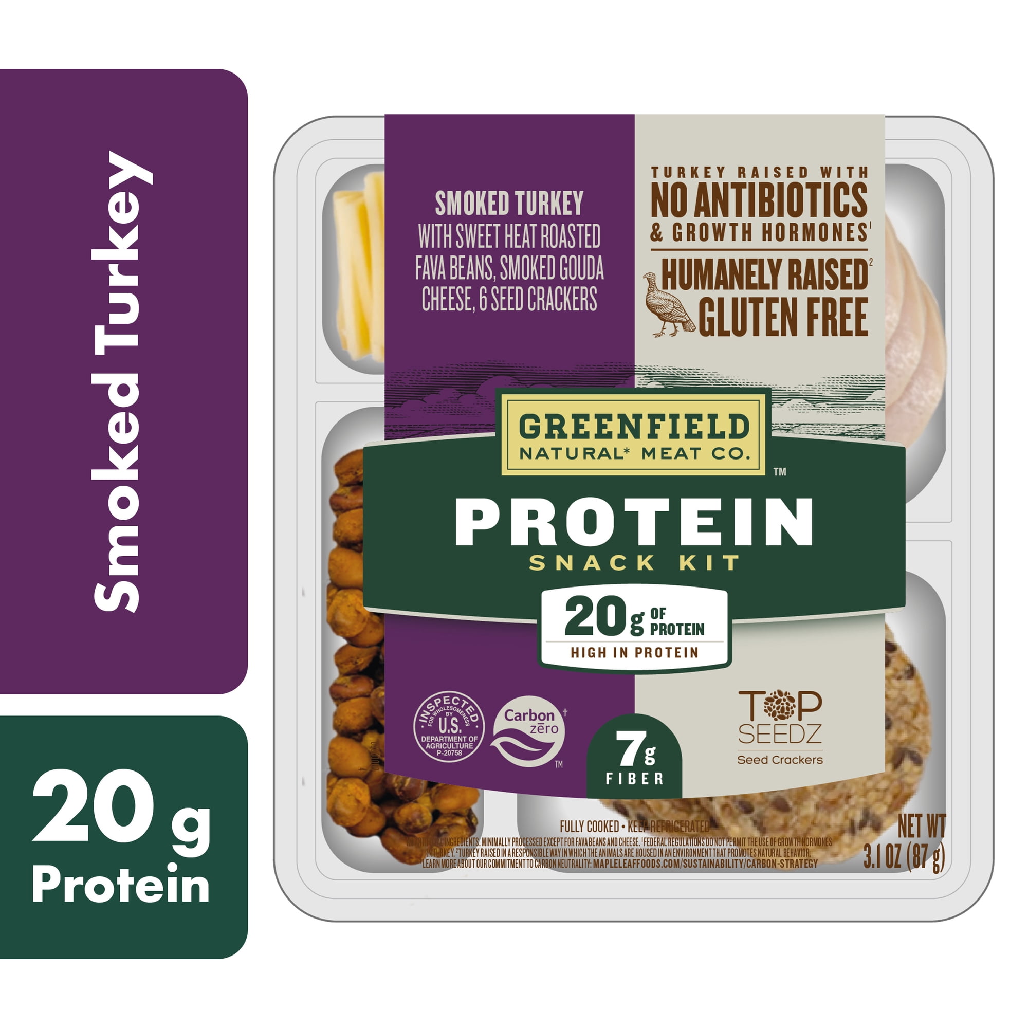 Greenfield Natural* Meat Co. Smoked Turkey Protein Snack Kit, Sliced, Tray