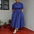 thumbnail image 6 of AURA Plus Size Boho Maxi Dress Women V Neck Summer Print Dress Short Sleeve Casual Vacation Dress, 6 of 7