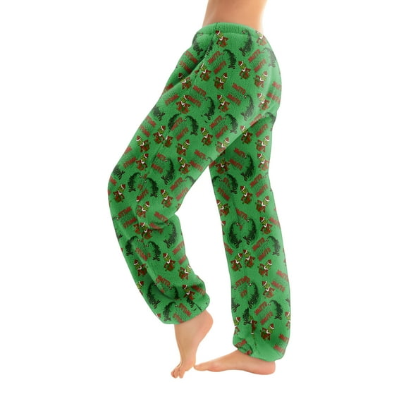 Women's Trousers With Cuffs Christmas Print Casual Pants And Pajamas