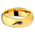 thumbnail image 2 of Tungsten Dog Hurdling Jumping Through Obstacles Band Ring 7mm Men Women Comfort Fit 18k Yellow Gold Dome Polished, 2 of 4