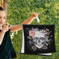 thumbnail image 5 of Skull Hand Towel Set of 2, Soft Halloween Bath Towels Absorbent Pink Rose Floral Fingertip Towel Fast Drying Black Face Towel for Bathroom Kitchen Yoga Gym Spa Decor 28.3x14.4 Inch, 5 of 14