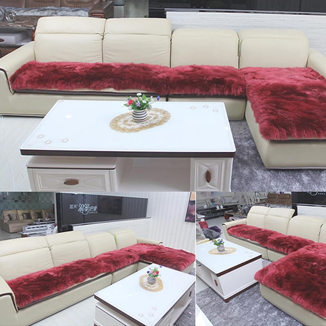 Alfombra De Oveja Artificial Cojín De Asiento Casero De Ventana De Flotador Mullido Vino rojo Macarena Alfombra de piel de oveja artificial
