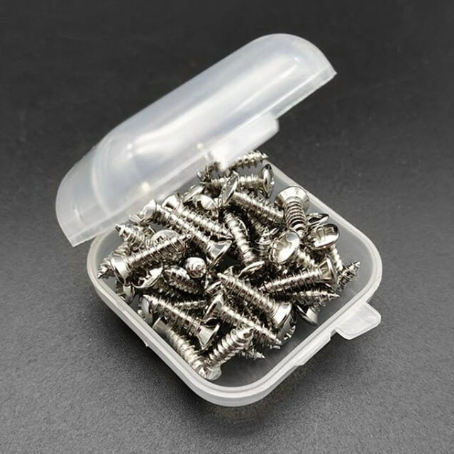 50Pcs Guitar Pickguard Scratchplate Screws with Box for St Electric Guitar Bass