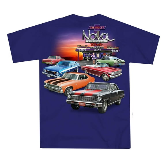 Joe Blow Chevy Nova Collection Adult Short Sleeve T-Shirt-Cobalt-medium