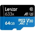 thumbnail image 1 of Lexar High-Performance 633x 64GB MicroSDXC UHS-I Card with SD Adapter (LSDMI64GBBNL633A), 1 of 5