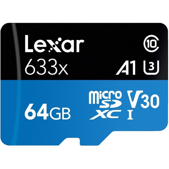 Lexar High-Performance 633x 64GB MicroSDXC UHS-I Card with SD Adapter (LSDMI64GBBNL633A)