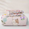 thumbnail image 5 of jejeloiu Pink Cat Colorful Floral Quilt King Kids,Sweet Garden Kitten Cartoon King Coverlet Set For Girls,3-Piece, 5 of 7