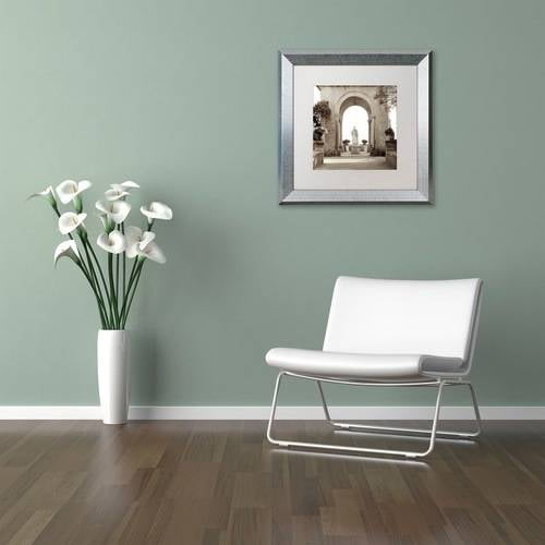 Trademark Fine Art "Giardini Italiano VIII" Canvas Art by Alan Blaustein, White Matte, Silver Frame