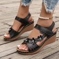 thumbnail image 5 of LOVZFMLL Sandals for Women Flower Open Toe Ankle Strap Comfort Walking Wedge Sandals for Summer Casual Outdoor Beach Vacation Black 5.5, 5 of 7