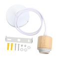 thumbnail image 2 of Lámpara colgante de madera con cable E27, estilo rústico, industrial, retro, resistente. Madera blanca, 2 of 9