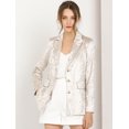 thumbnail image 2 of Chaqueta De Trabajo Sola Botonadura Texturizado Brillante Cuello De Solapa Con Muesca Para Mujer Blanco Plata XS, 2 of 6