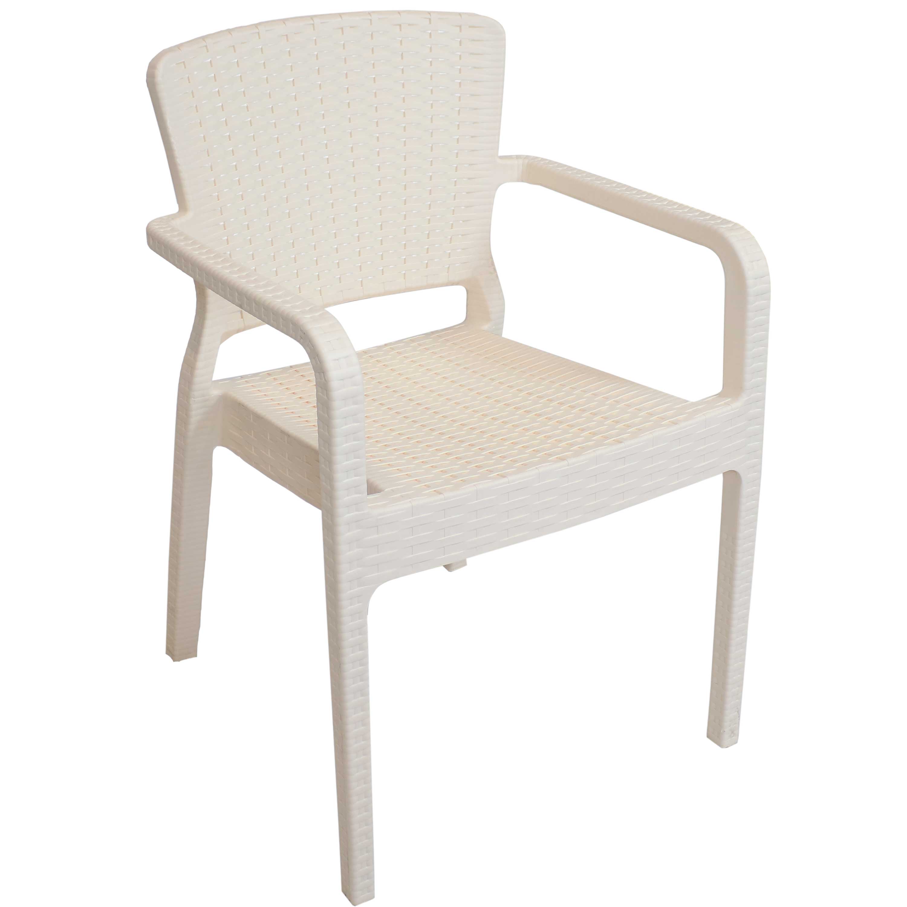 cream plastic garden chairs