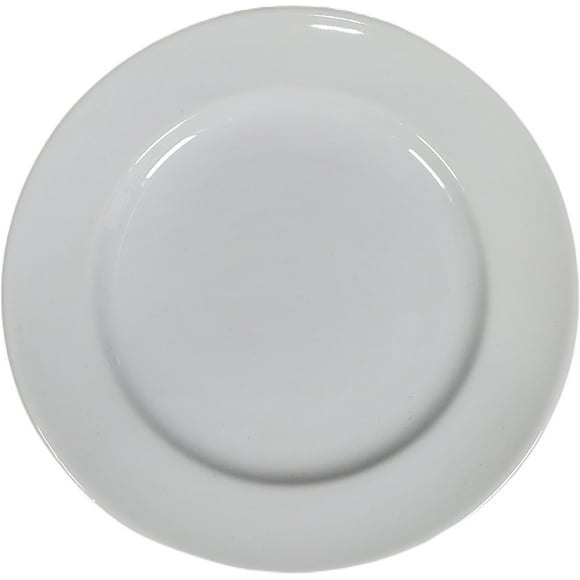 Pro-Kitchen - 7 inches Wide Rim Ceramic Plate - 72 Pieces - Commercial Grade - Durable & Stackable (72ct)