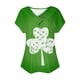 thumbnail image 4 of Fiudx Ropa de Mujer Top de Primavera/Verano de Manga Corta Informal con Cuello En V Estampado Del Día de San Patricio para Mujer, 4 of 5