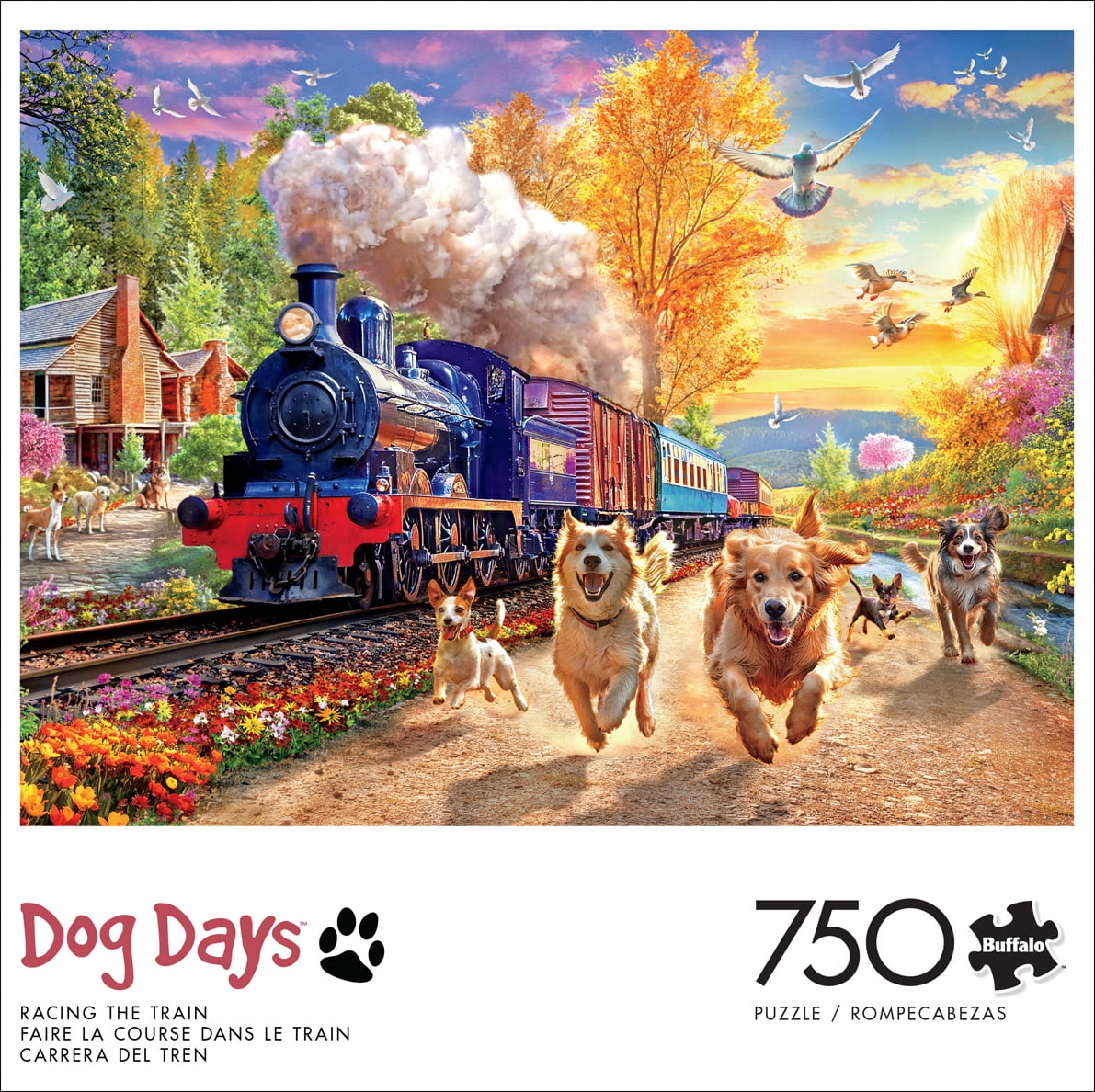 Buffalo Games 750-Piece Dog Days Racing the Train Adult Interlocking Jigsaw Puzzle