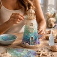 thumbnail image 2 of DIY Sea Glass Lighthouse Kit, 3D Glowing Art Coastal Decor with LED Adult DIY Nautical Craft Decor Gift, 2 of 8