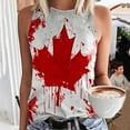 thumbnail image 2 of Womens Canada Day Tank Top Sleeveless Summer Shirt Tops Round Neck Patriotic Maple Leaf Tops Basic, 2 of 4