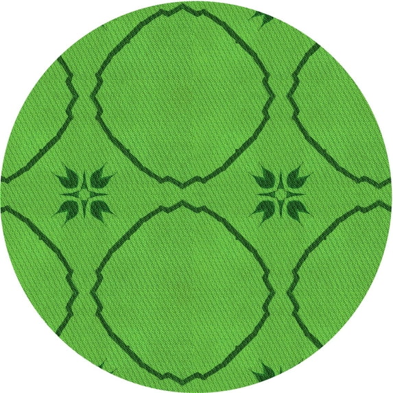 Ahgly Company Indoor Round Patterned Lime Green Area Rugs, 4' Round