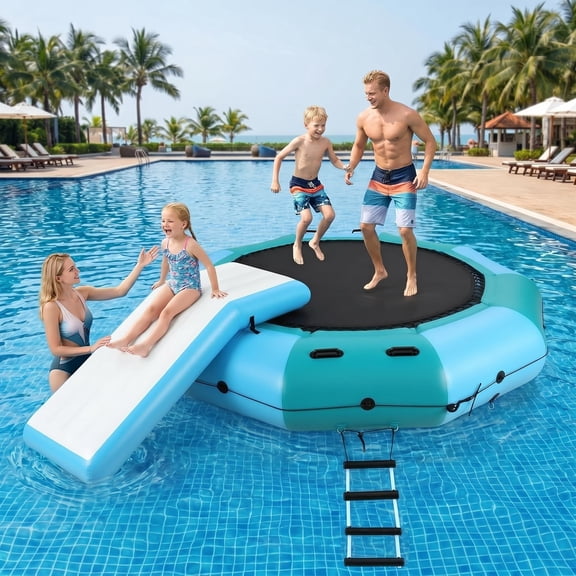 Memoryfield 10FT Inflatable Water Trampoline, Floating Bounce Platform for Adults, for Lake Pool Ocean