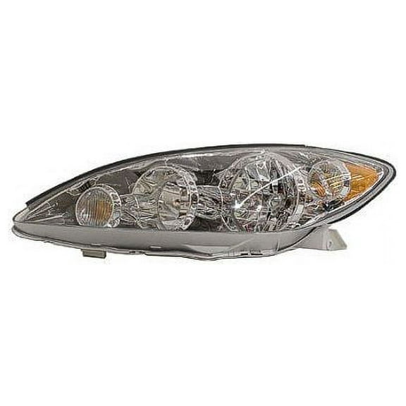 Left Driver Side Headlight Assembly - Chrome - Compatible with 2005 - 2006 Toyota Camry LE XLE 4-Bulb Design (USA Built)