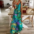 thumbnail image 1 of SMihono Robe Maxi Bohème d'Été pour Femmes Grande Taille Mode d'Été pour Femmes Imprimée à Col en V Sans Manches à Bretelles Robe Chandail Robe de Plage Évasée, 1 of 5
