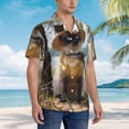thumbnail image 3 of Sikiie Cat In Sun Hat Print Men's Hawaiian Shirt, Summer Beach Button Pocket Short Sleeve T-Shirt,XX-Large, 3 of 7